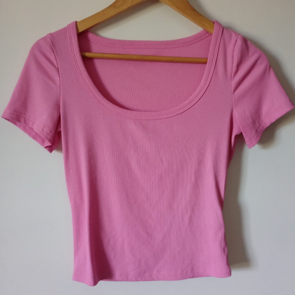 Set of 5 Short Sleeve Ribbed Cropped Tops - Size M/L (Juniors) - Picture 5 of 9